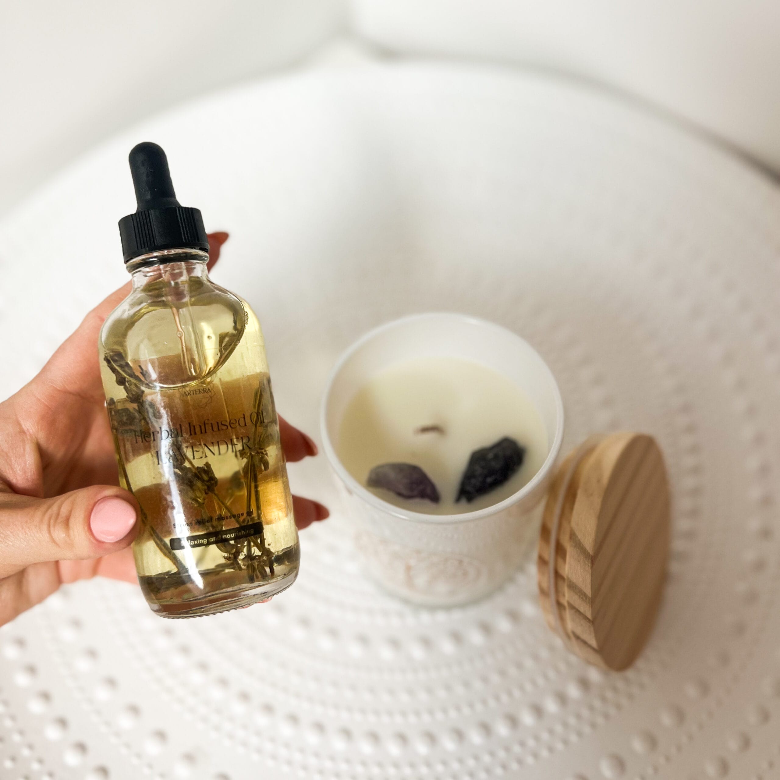 The Wellness Bundle - Crystal candle and herbal infused oil