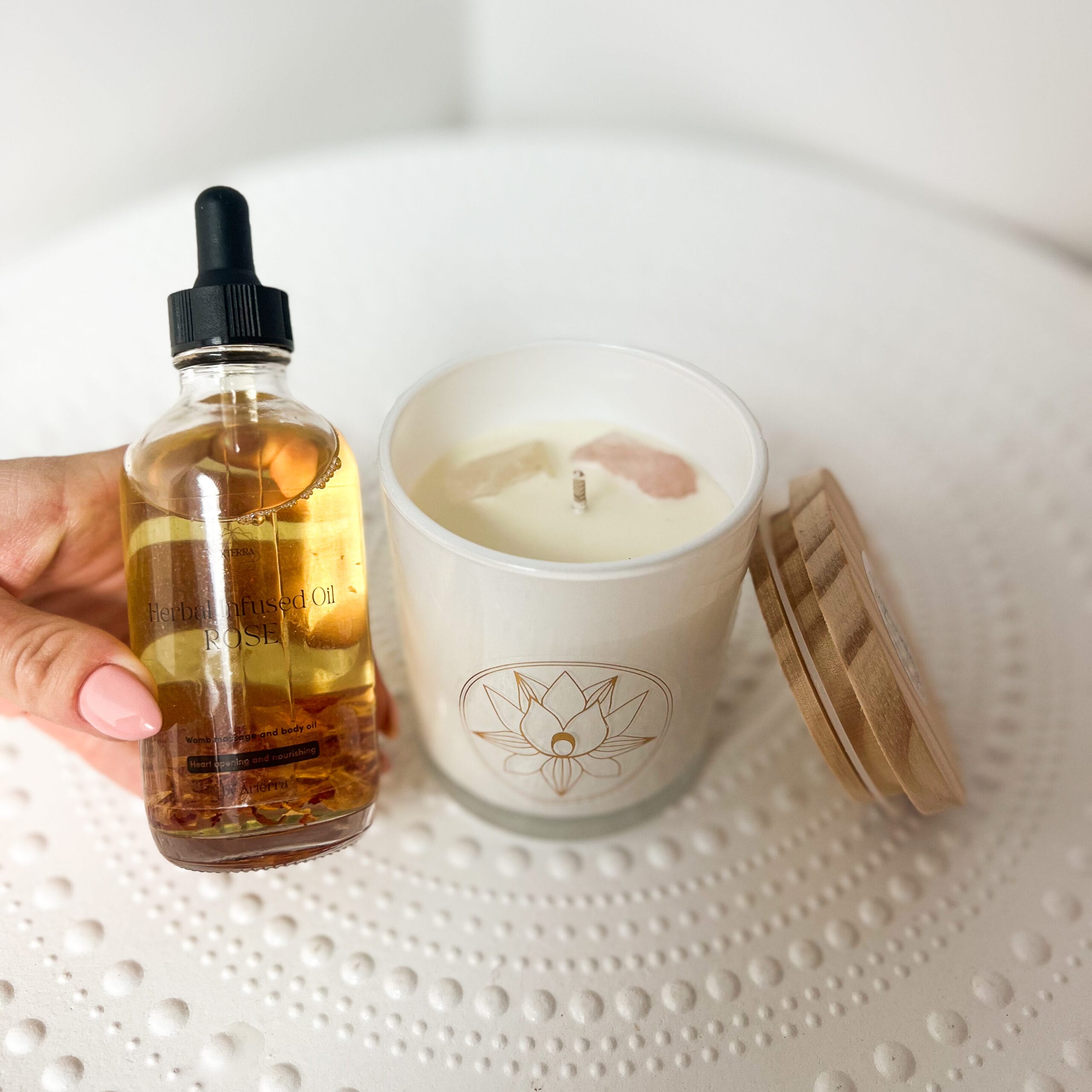 The Wellness Bundle - Crystal candle and herbal infused oil