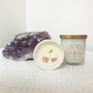 Rose Quartz soy wax candle with lavender essential oil